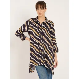 FEMMELLA Navy Blue Relaxed Fit Abstract Casual Shirt-picture-33