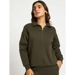FEMMELLA Olive Relaxed Fit Solid Sweatshirt-picture-38