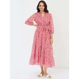 Femmella Red Relaxed Fit Floral Print Dress-picture-36
