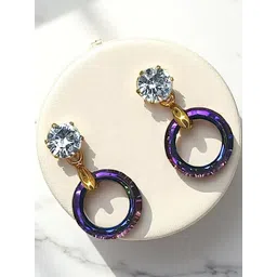 FEMMIBELLA Circular Gold-Plated Drop Earrings-picture-18