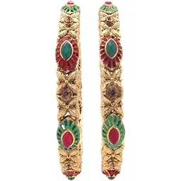 femmibella Gold Plated Handcraft Bangles | Set Of 2 Kada For Women and Girls-picture-38