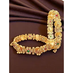 FEMMIBELLA Set Of 2 Gold Plated Stone Studded & Beaded Bangle-picture-23
