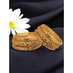 FEMMIBELLA Set Of 4 Gold-Plated Ball Design Bangles-picture-22