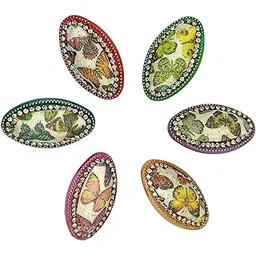femmibella Set Of 6 Multicolour Cubic Zircon Studded Butterfly Printed Sarees Brooch | Combo Set Saree Pin For Women and Girls-picture-49