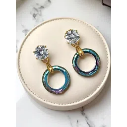 FEMMIBELLA Women Gold Plated Ring Shape Hoop Earrings-picture-13