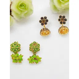 FEMMIBELLA Women SetOf 2 Floral Drop Earrings-picture-16