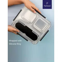 Femora Black Steel Rectangular Lunch Box (0.9 L)-picture-10