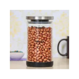 Femora Borosilicate Glass Storage Jar with Steel Lid (900 ml) - Set of 2-picture-30