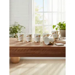 Femora Gold-Toned Natural Elements Leaf Ceramic Glossy Mugs Set of Cups and Mugs-picture-36