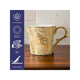 Femora Gold-Toned Paisley Ceramic Glossy Mugs Set of Cups and Mugs image 2