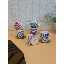 Femora Multicolor Ceramic Handcrafted Tea Cups (0.18 L) - Set of 6-picture-48