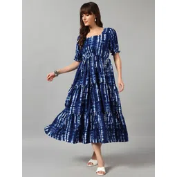 Femvy Women Dyed Square Neck Fit and Flare Dress-picture-36