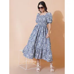 Femvy women Floral Printed Fit & Flare Midi Dress-picture-33