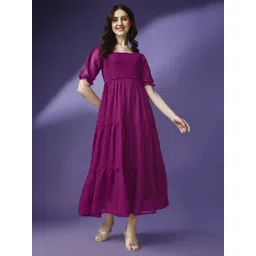 Femvy Women Square Neck Fit & Flare Maxi Dress-picture-28