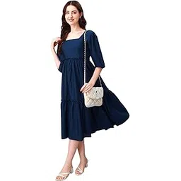 femvy Women's Polyester Fit and Flare Knee-Length Dress-picture-10
