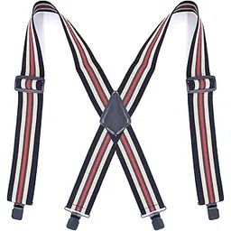 Men's Adjustable Elastic Suspenders with 4 Metal Clips and Back Strap Design-image-2