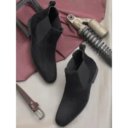 Fentacia Men Black Solid Chelsea Boots-picture-21