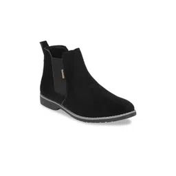 Fentacia Men Black Solid Synthetic Suede Mid-Top Chelsea Boots-picture-31