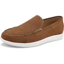 Men Solid Memory Foam Comfortable Suede Loafers-image-11