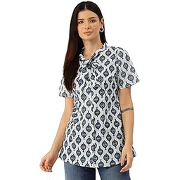 feranoid Elegant Bow Collar Cotton Shirt for Women - Stylish & Comfortable (S-XXL)-picture-30