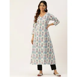 FERANOID Floral Printed Angrakha Pure Cotton Kurta-picture-36