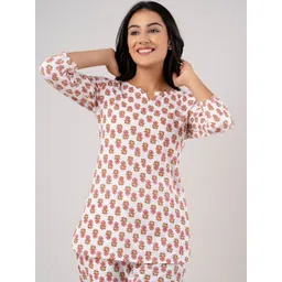 FERANOID Floral Printed Pure Cotton Night Suit-picture-25