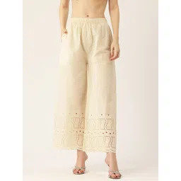 FERANOID Women Ethnic Motifs Embroidered Pure Cotton Ethnic Palazzos-picture-18