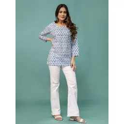 FERANOID Women Ethnic Motifs Printed Pure Cotton Straight Kurti image 2