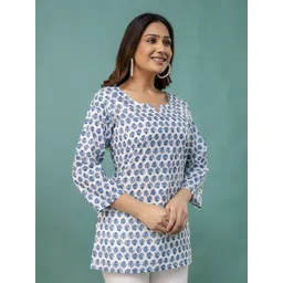 FERANOID Women Ethnic Motifs Printed Pure Cotton Straight Kurti image 5