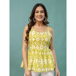 FERANOID Women Floral Embroidered Cotton Peplum Top-picture-21