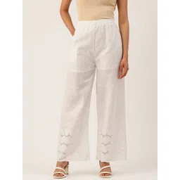 FERANOID Women Floral Embroidered Knitted Pure Cotton Ethnic Palazzos-picture-12