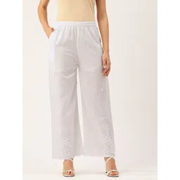 FERANOID Women Floral Embroidered Knitted Pure Cotton Ethnic Palazzos-picture-10