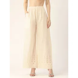 FERANOID Women Floral Embroidered Pure Cotton Ethnic Palazzos-picture-31