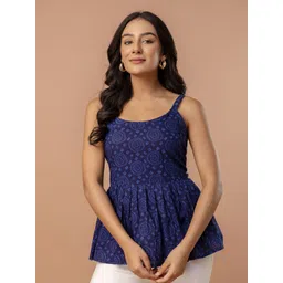 FERANOID Women Floral Embroidered Sleeveless Cotton Peplum Top-picture-15
