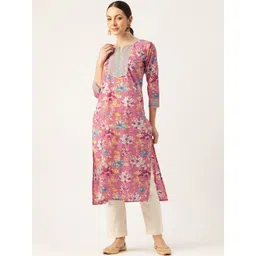 FERANOID Women Floral Printed Pure Cotton Kurta-picture-31