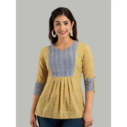 FERANOID Women Floral Printed Pure Cotton Pleated Kurti-picture-32