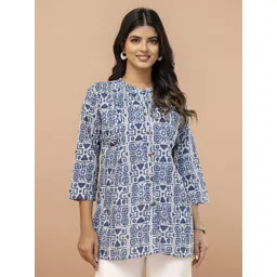 FERANOID Women Mandarin Collar Printed Ethnic Tunic-picture-28