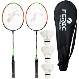 FEROC 2 Pieces Aluminium Badminton Racket with 3 Pieces Feather Shuttles with Full-Cover Set,Aluminum, Multicolor (Multicolor)-picture-15