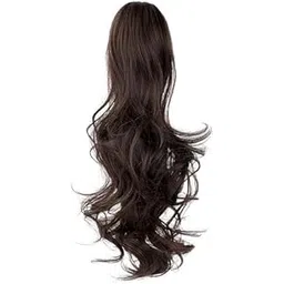 FESHFEN Drawstring Ponytails Hair Extension Natural Brown 20 Inch Long Wavy Straight Clip Hairpiece Synthetic Ponytail Hair Extension Ideal for Women Wedding and Other Function (Brown)-picture-21