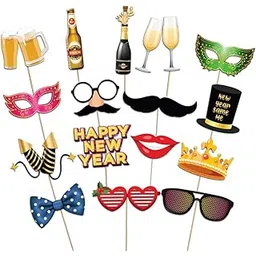 Festiko® Set of 16 Pcs Happy New Year Photobooth Props, New Year Decorations, New Years Eve Party Supplies (PBP 2)-picture-17