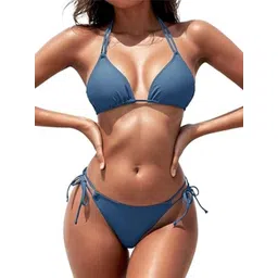 feuty Halter Neck Sleeveless Swim Bikini Set-picture-38
