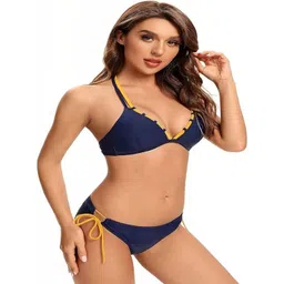 feuty Halter Neck Sleeveless Swim Bikini Set-picture-16