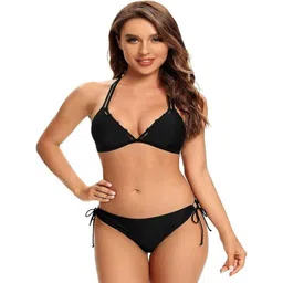 feuty Halter Neck Sleeveless Swim Bikini Set-picture-18