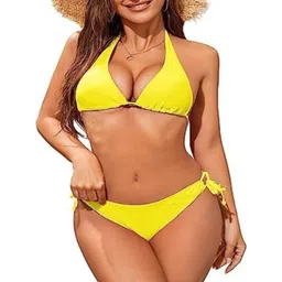 feuty Halter Neck Sleeveless Swim Bikini Set-picture-19