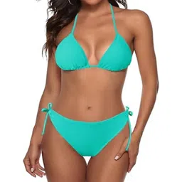 feuty Halter Neck Sleeveless Swim Bikini Set-picture-28