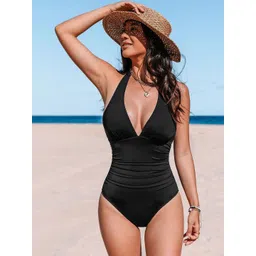 feuty Halter Neck Tie-Up Swim Bodysuit-picture-24