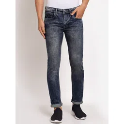FEVER Men Navy Blue Slim Fit Heavy Fade Stretchable Jeans-image-18