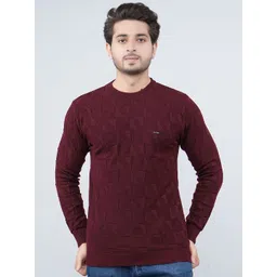 FEVERFEW Men Geometric Self Design Pullover-picture-40