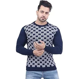 feverfew Men Pullover Sweater | Full Sleeve | Round Neck | Cotton Fabric | Winter Warmth | Casual Self Design Sweater-picture-23