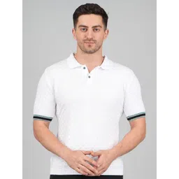 FEVERFEW Men Self Design Polo Collar Cotton Slim Fit T-shirt-picture-26